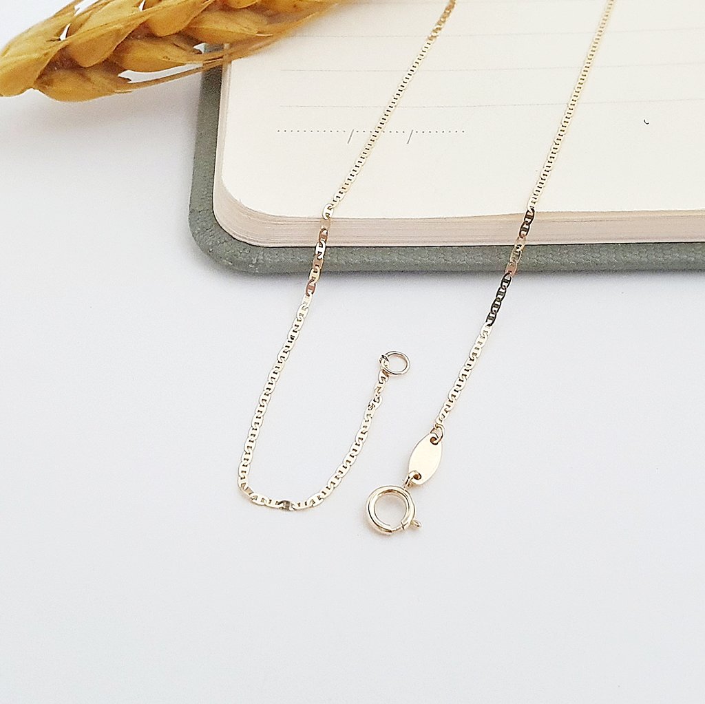 14 Ayar Altın İnce Barlı Zincir Kolye 50cm 840107