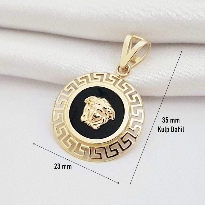 Altın Medusalı ZikZak Madalyon Kolye KL07510 Fiyatı - Altın Plaza