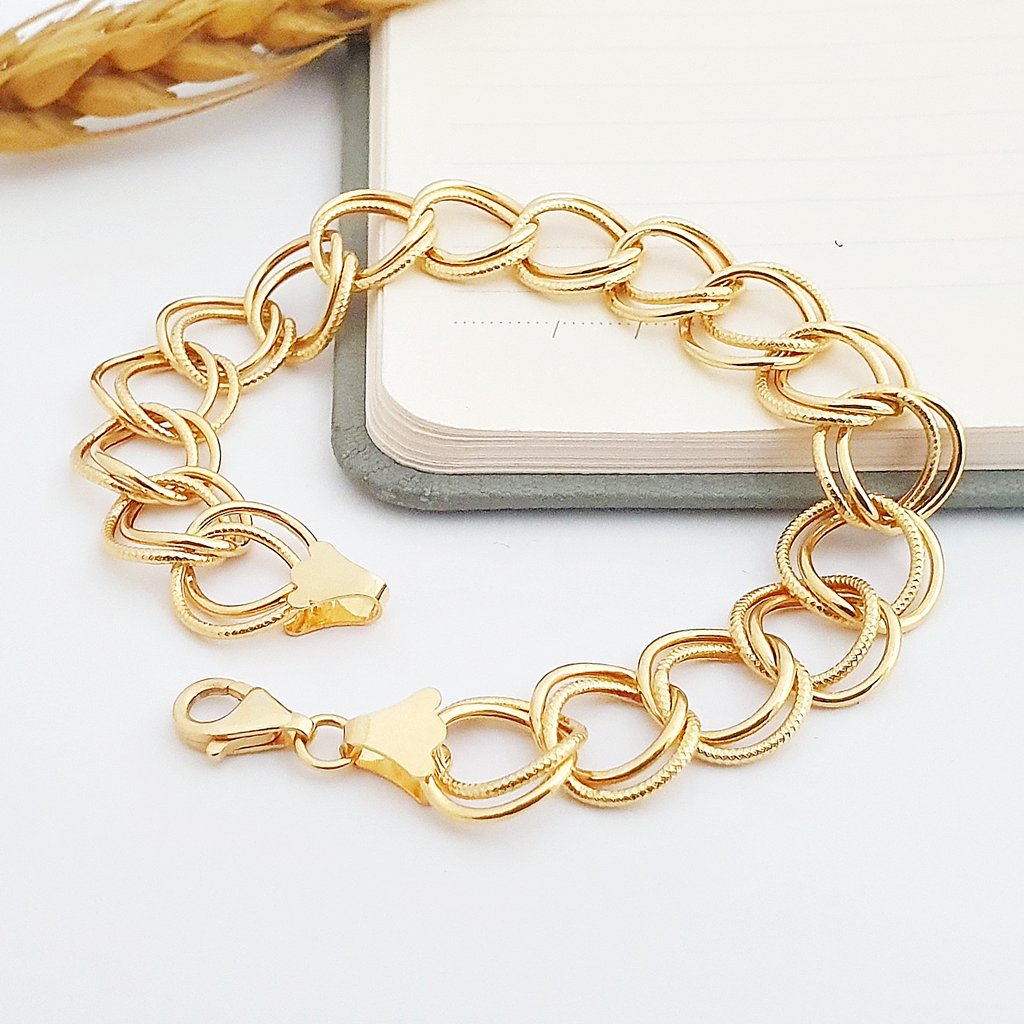 Çift Halkalı Uzay Yolu 14 Ayar Altın Bileklik KN09490