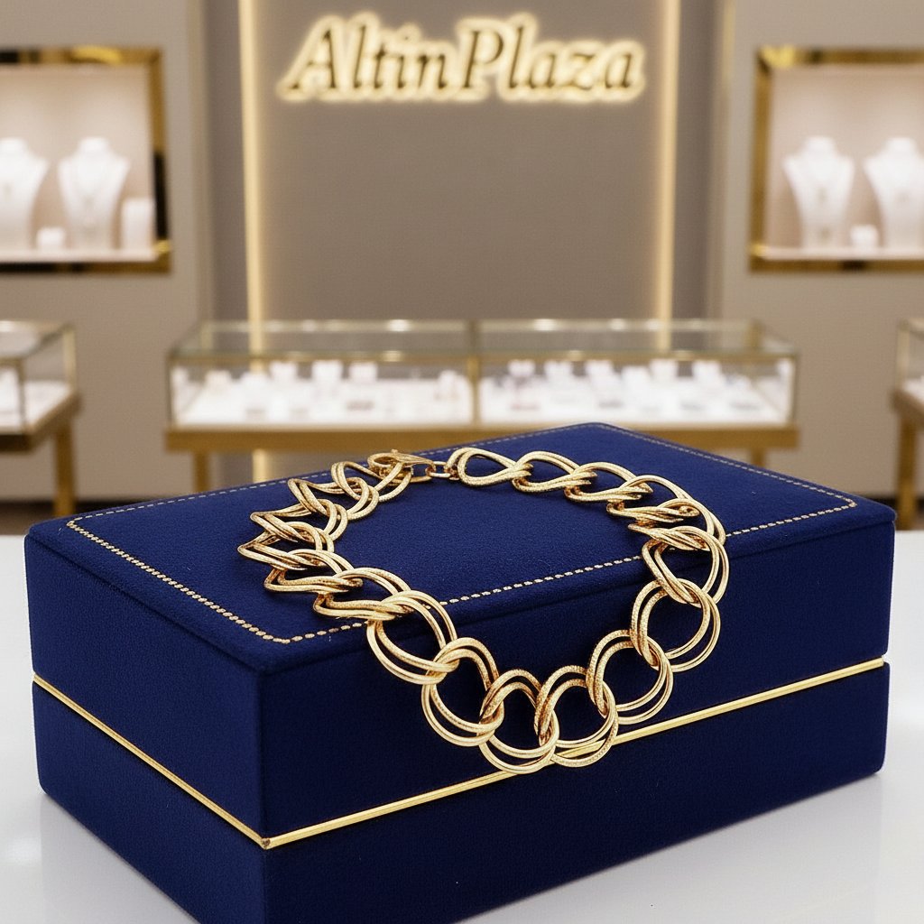 Çift Halkalı Uzay Yolu 14 Ayar Altın Bileklik KN09490