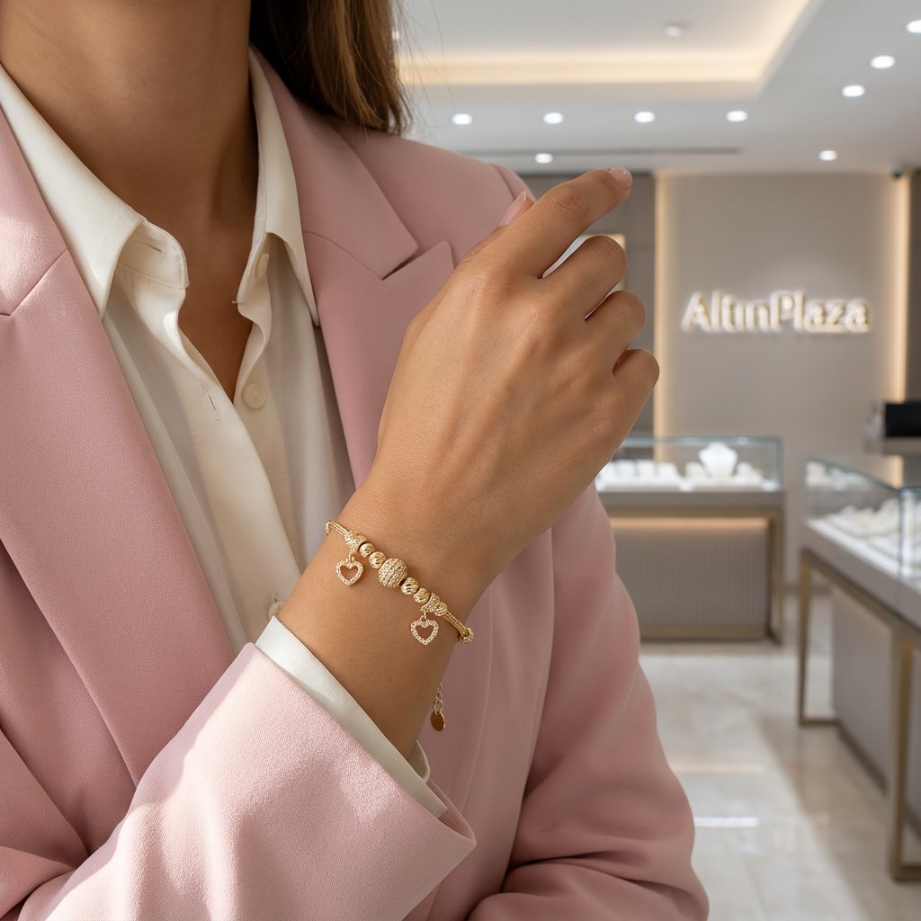 Pandora 8 Ayar Altın Kalpli Bileklik KN04659