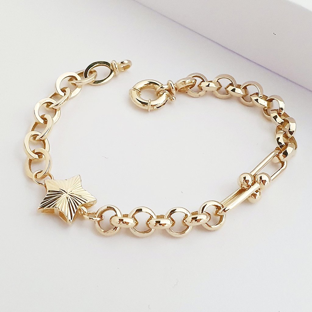 Yıldızlı Tiffany 14 Ayar Altın Bileklik KN05307