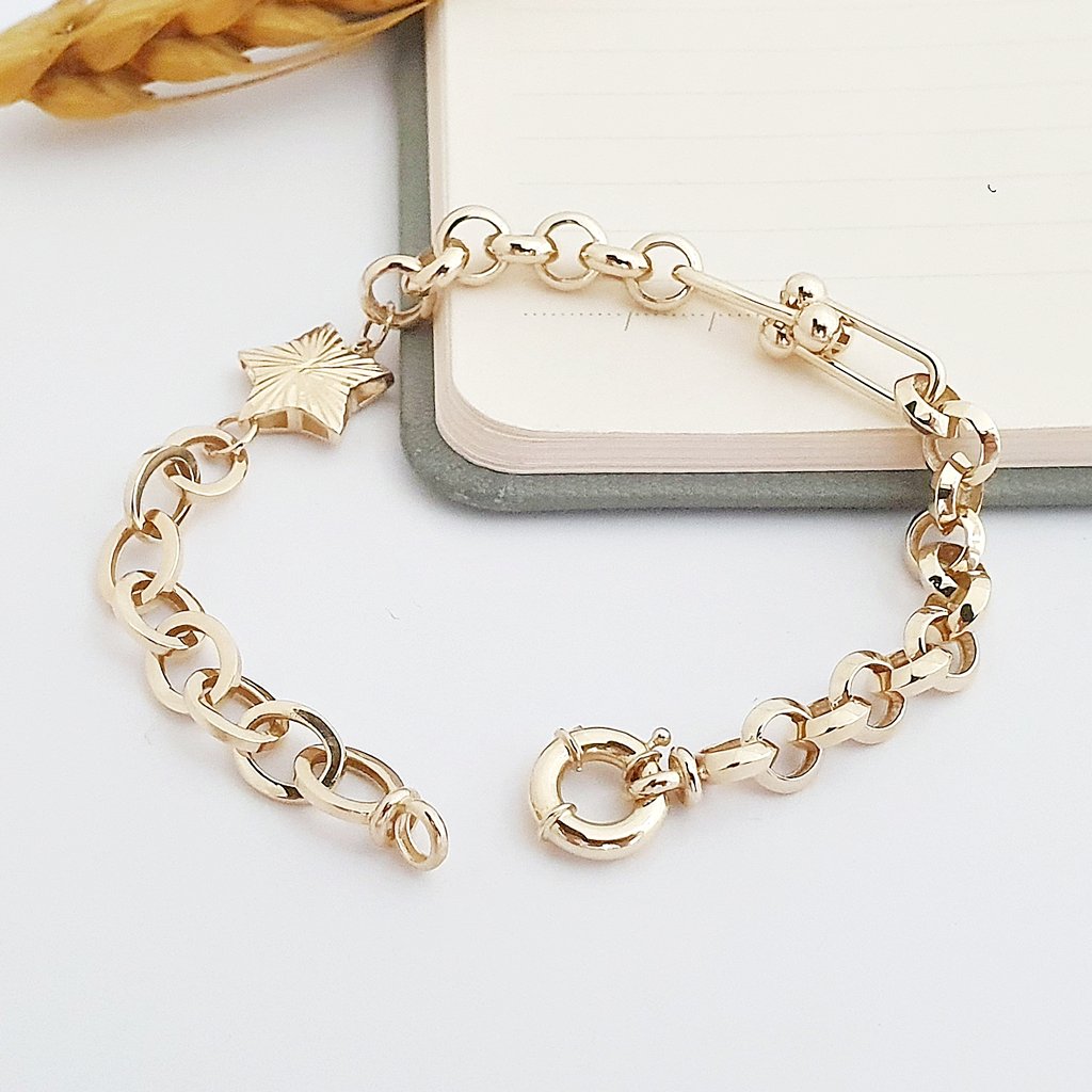 Yıldızlı Tiffany 14 Ayar Altın Bileklik KN05307